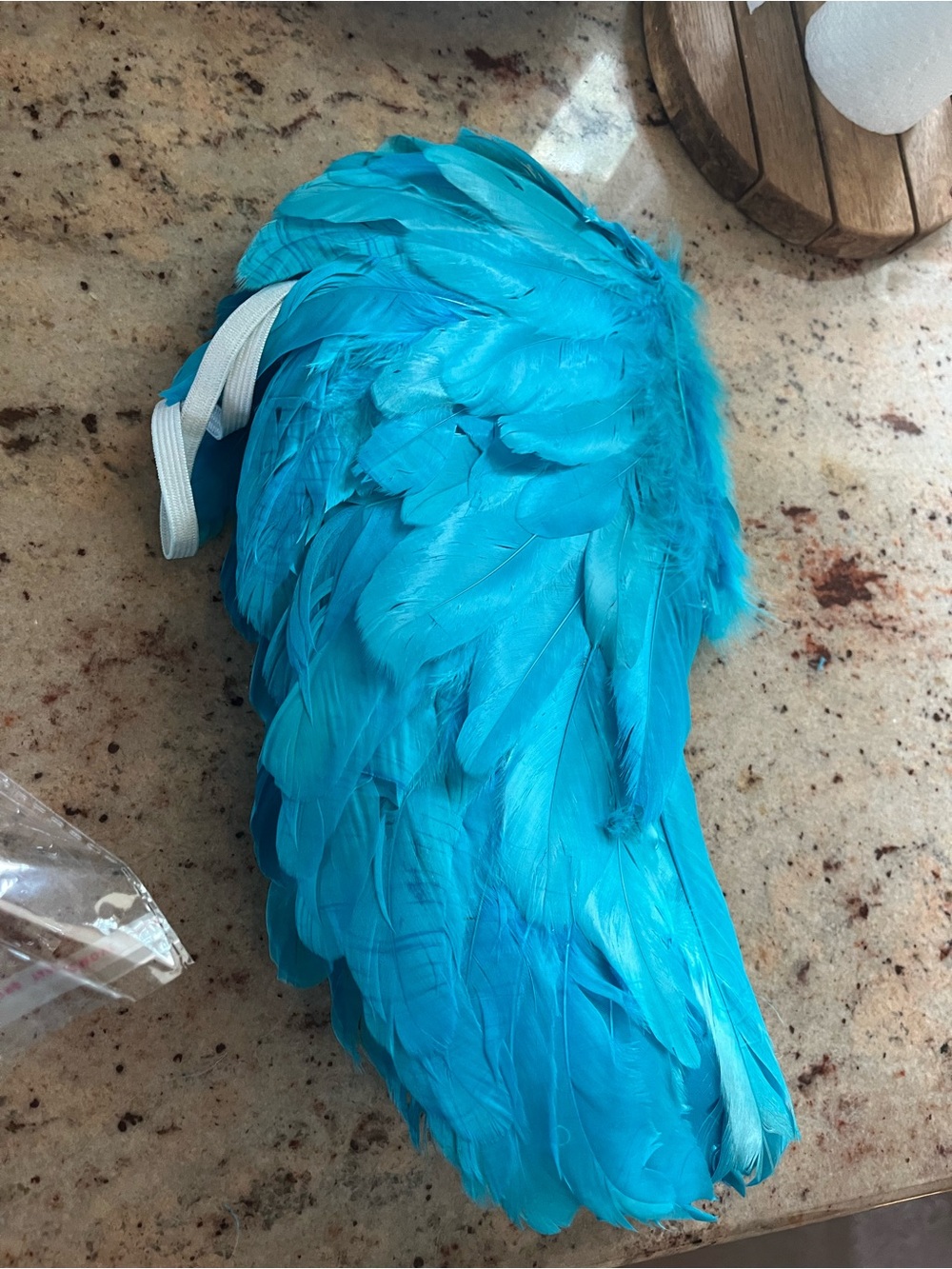 Bright Turquoise Feathered Costume Wing